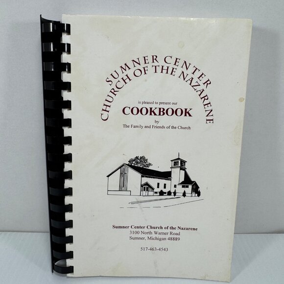 Vintage Sumner Michigan Center Church Nazarene Cookbook Midwest Recipes - Picture 1 of 5
